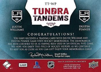 2013-14 Upper Deck Artifacts - Tundra Tandems Fight Straps Red #TT-WP Justin Williams / Dustin Penner Back