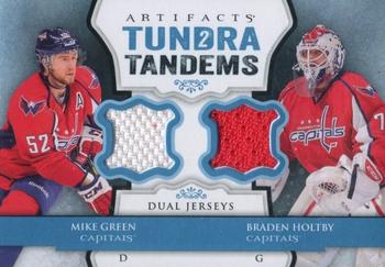 2013-14 Upper Deck Artifacts - Tundra Tandems Blue Dual Jersey #TT-GH Mike Green / Braden Holtby Front