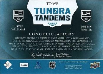 2013-14 Upper Deck Artifacts - Tundra Tandems Blue Dual Jersey #TT-WP Justin Williams / Dustin Penner Back