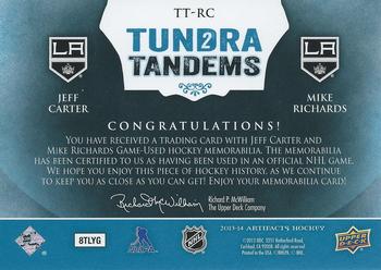 2013-14 Upper Deck Artifacts - Tundra Tandems Blue Dual Jersey #TT-RC Jeff Carter / Mike Richards Back