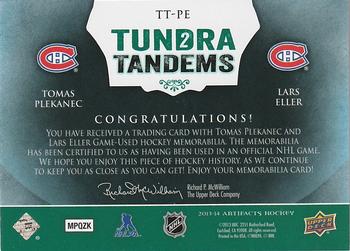 2013-14 Upper Deck Artifacts - Tundra Tandems Patches Emerald #TT-PE Tomas Plekanec / Lars Eller Back