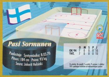 1995 Semic Ice Hockey (Finnish) #6 Pasi Sormunen Back