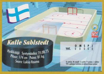 1995 Semic Ice Hockey (Finnish) #21 Kalle Sahlstedt Back
