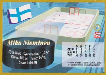 1995 Semic Ice Hockey (Finnish) #40 Mika Nieminen Back