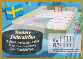 1995 Semic Ice Hockey (Finnish) #54 Tommy Söderström Back