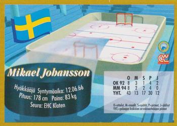 1995 Semic Ice Hockey (Finnish) #68 Mikael Johansson Back