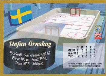 1995 Semic Ice Hockey (Finnish) #71 Stefan Örnskog Back
