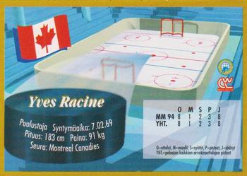 1995 Semic Ice Hockey (Finnish) #80 Yves Racine Back
