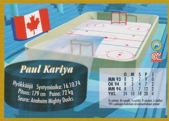 1995 Semic Ice Hockey (Finnish) #86 Paul Kariya Back