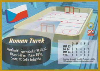 1995 Semic Ice Hockey (Finnish) #142 Roman Turek Back