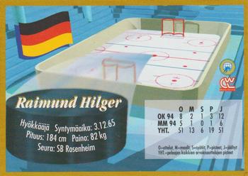 1995 Semic Ice Hockey (Finnish) #169 Raimond Hilger Back