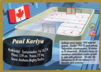 1995 Semic Ice Hockey (Finnish) #206 Paul Kariya Back