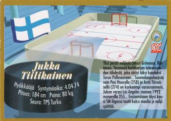 1995 Semic Ice Hockey (Finnish) #228 Jukka Tiilikainen Back