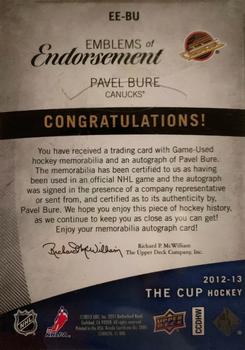 2012-13 Upper Deck The Cup - Emblems of Endorsement #EE-BU Pavel Bure Back