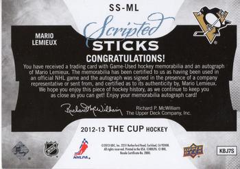2012-13 Upper Deck The Cup - Scripted Sticks #SS-ML Mario Lemieux Back