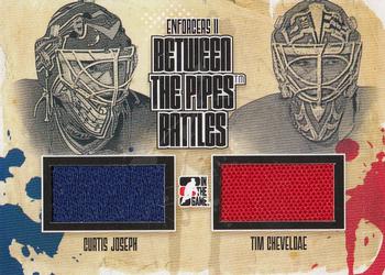 2013-14 In The Game Enforcers - Between the Pipes Battles Jersey Duals #BTPB-01 Curtis Joseph / Tim Cheveldae Front