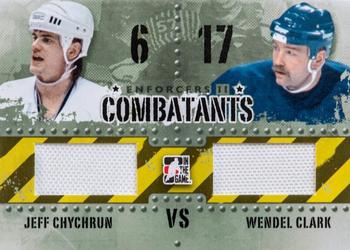 2013-14 In The Game Enforcers - Combatants Jersey Duals #C-04 Jeff Chychrun / Wendel Clark Front