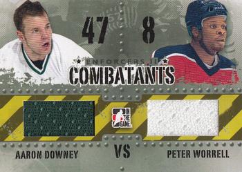 2013-14 In The Game Enforcers - Combatants Jersey Duals #C-08 Aaron Downey / Peter Worrell Front