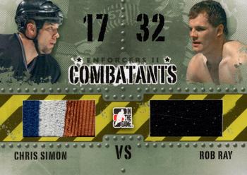 2013-14 In The Game Enforcers - Combatants Jersey Duals #C-15 Chris Simon / Rob Ray Front