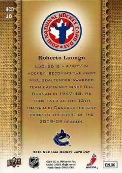 2010 Upper Deck National Hockey Card Day #HCD13 Roberto Luongo Back