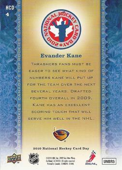 2010 Upper Deck National Hockey Card Day #HCD4 Evander Kane Back