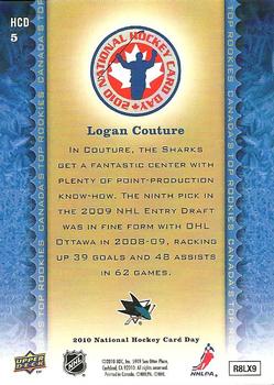 2010 Upper Deck National Hockey Card Day #HCD5 Logan Couture Back