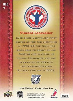 2010 Upper Deck National Hockey Card Day #HCD7 Vincent Lecavalier Back