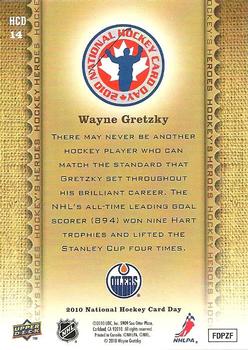 2010 Upper Deck National Hockey Card Day #HCD14 Wayne Gretzky Back