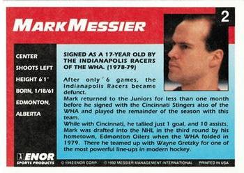 1992-93 Enor Mark Messier #2 Mark Messier Back