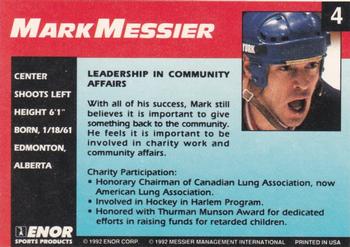 1992-93 Enor Mark Messier #4 Mark Messier Back