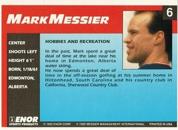 1992-93 Enor Mark Messier #6 Mark Messier Back