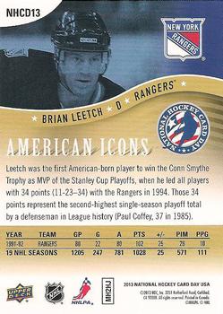 2013 Upper Deck National Hockey Card Day USA #NHCD13 Brian Leetch Back