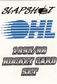 1995-96 Slapshot OHL #1 OHL Header Card Front