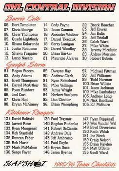 1995-96 Slapshot OHL #3 Central Division Checklist Front