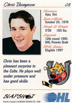 1995-96 Slapshot OHL #8 Chris Thompson Back