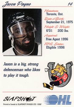1995-96 Slapshot OHL #14 Jason Payne Back