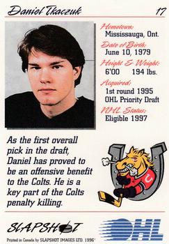 1995-96 Slapshot OHL #17 Daniel Tkaczuk Back