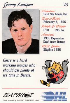 1995-96 Slapshot OHL #18 Gerry Lanigan Back