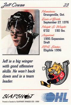 1995-96 Slapshot OHL #23 Jeff Cowan Back