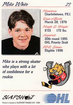 1995-96 Slapshot OHL #27 Mike White Back