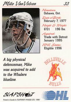 1995-96 Slapshot OHL #33 Mike Van Volsen Back