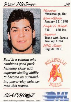 1995-96 Slapshot OHL #34 Paul McInnes Back