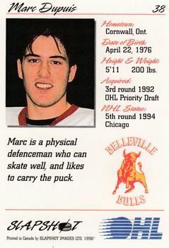 1995-96 Slapshot OHL #38 Marc Dupuis Back