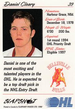 1995-96 Slapshot OHL #39 Daniel Cleary Back