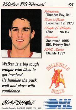 1995-96 Slapshot OHL #46 Walker McDonald Back