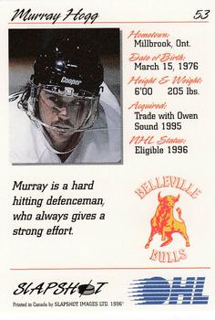 1995-96 Slapshot OHL #53 Murray Hogg Back