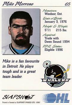1995-96 Slapshot OHL #65 Mike Morrone Back