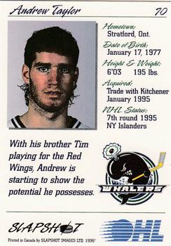 1995-96 Slapshot OHL #70 Andrew Taylor Back