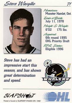 1995-96 Slapshot OHL #71 Steve Wasylko Back