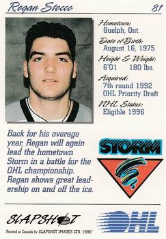 1995-96 Slapshot OHL #81 Regan Stocco Back